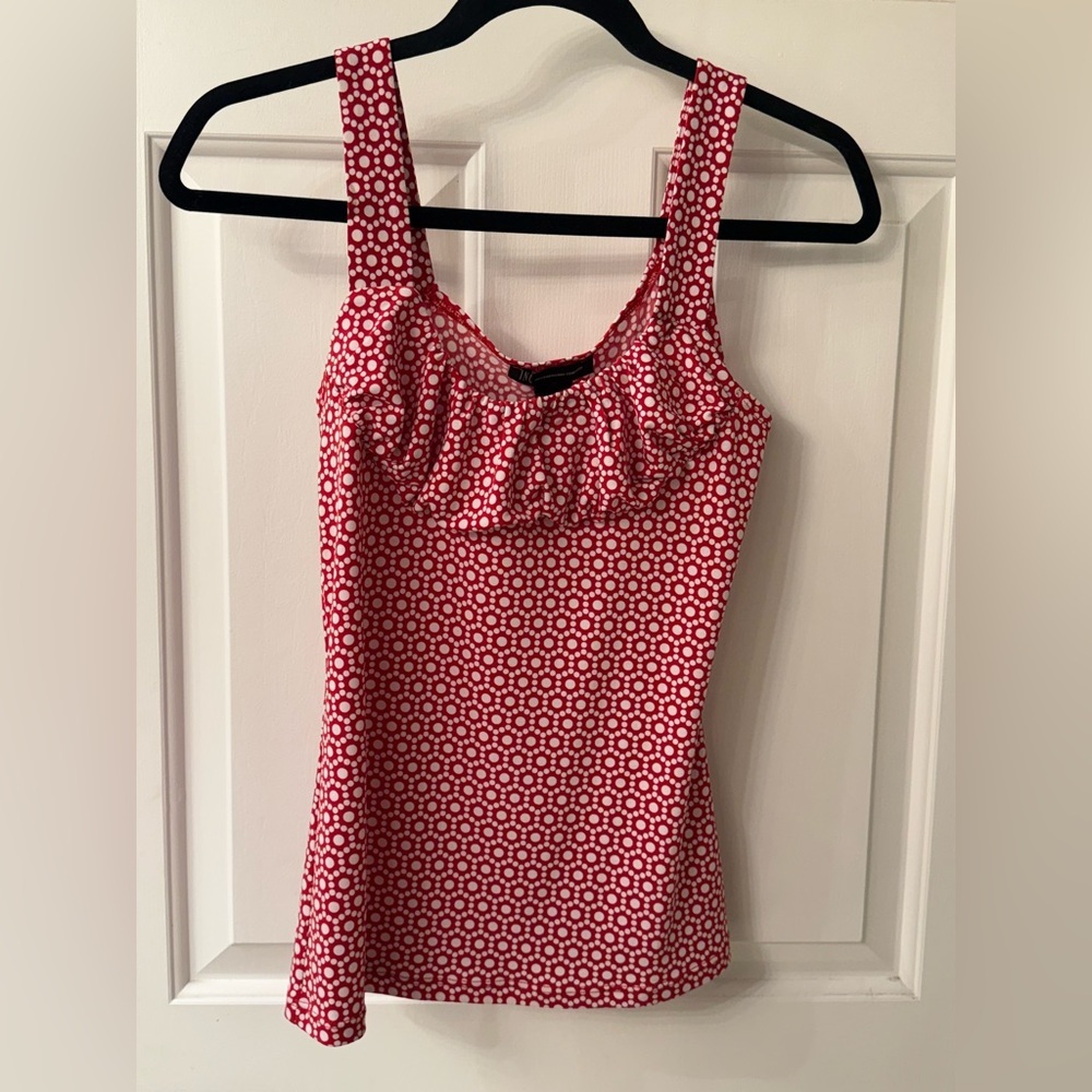 INC International Concepts Red and White Patterned Tank Top
